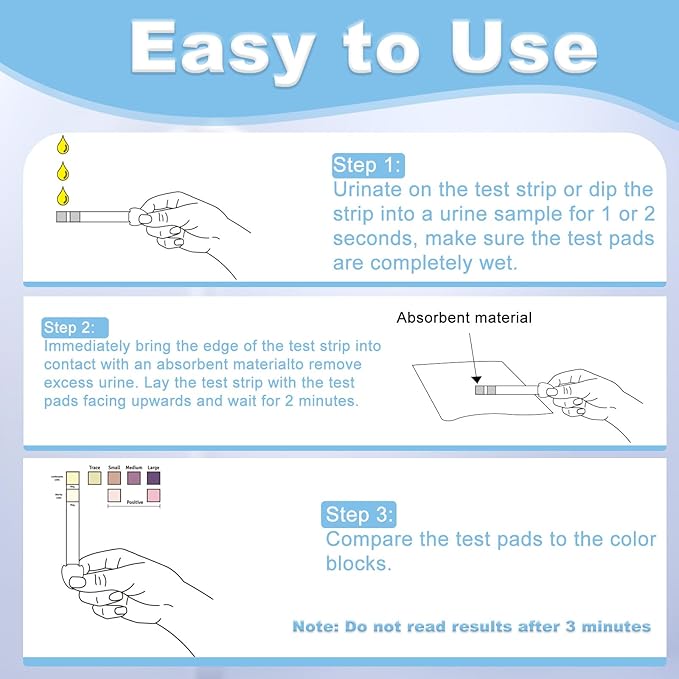 UTI Test Strips, Urinary Tract Infection Testing Kit, Home Rapid Detection for Leukocytes and Nitrite, at Home UTI Testing, Clean Grip Handle, UTI Test Kit Individually Wrapped, 3 Strips