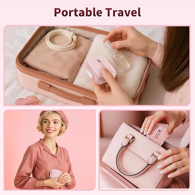 Daviky Travel Pill Organizer,Small 7-Compartment Pill Box for Vitamins & Medications, Compact Medicine Case for Pocket or Purse(Pink)