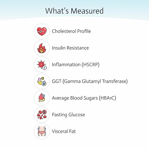 7-in-1 Metabolic Health Test | Cholesterol, Average Blood Sugars, Insulin Resistance And Many More | At-Home Test Kit | Not avail in NY, RI