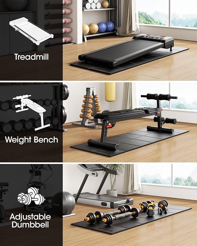Walking Pad Mat for Carpet Floor, 68"x24", Treamill Mat for Hardwood Floors, High Density, 1/4 Thickness, Folable, Floor Protection Mats for Bike, Elliptical, Treadmill