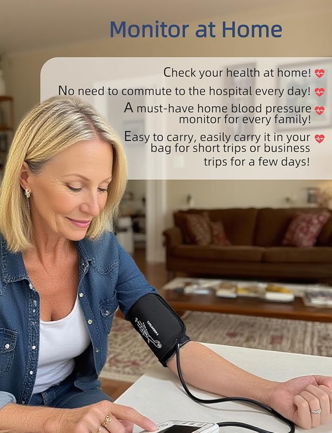 Blood Pressure Monitor for Home Use, Rechargeable Bp Cuff Upper Arm with 8.7"-12.7", 2x120 Memory Voice Broadcast Blood Pressure Machine, Home Arrhythmia Hypertension Detector, Ideal Gift