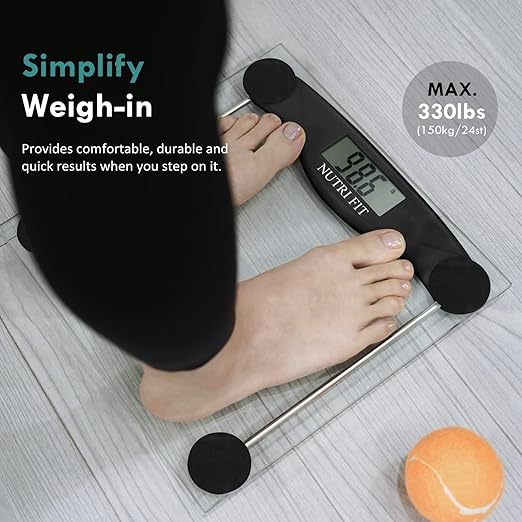 Digital Bathroom Scale for Body Weight Accurate, Smart Weighing Scale Bath Electronic Scale Kg for Weight Loss, 330lbs Capacity, Large Display, Black