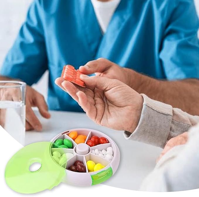 7 Grids Travel Pill Organizer Box 84-Pcs Medicine Name Labels Weekly 7-Day Pill Case Portable Medication Dispenser for Vitamins, Fish Oil & Supplements