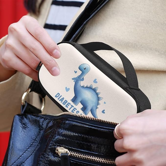 Rnyleeg Cute Dinosaur Bag for Diabetic Supplies Small Insulin Cooler Travel Case Portable Insulin Bags for Traveling Diabetic Bags for Supplies