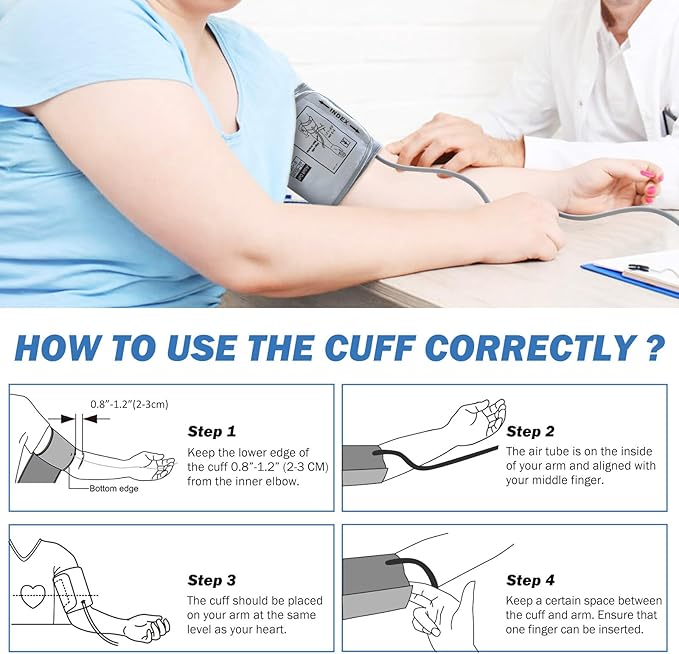 XXL Blood Pressure Cuff 9”-24” (22-60CM) Compatible with Most Automatic Blood Pressure Monitors, Extra Large BP Replacement Cuff for Big Arms - Includes 6 Connectors