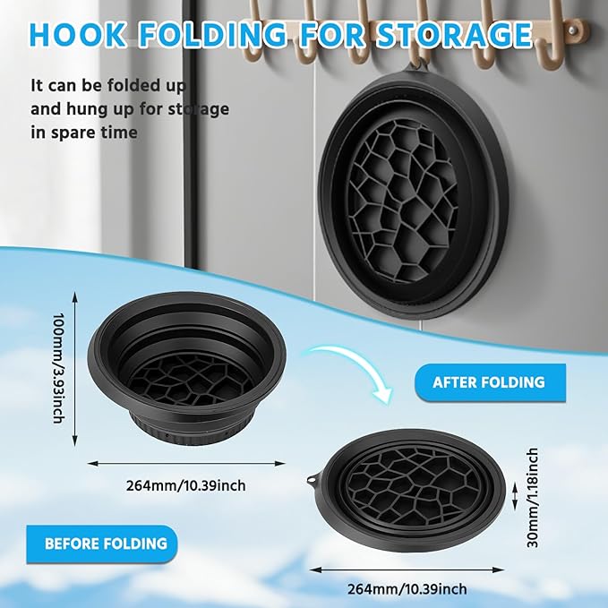 Face Tub for Ice Bath with Built-in Ice Tray – Collapsible Silicone Facial Ice Bath Bowl for Cold Plunge Therapy, Skin Tightening & Acne Relief – Portable Spa Tool for Home & Travel (Black)