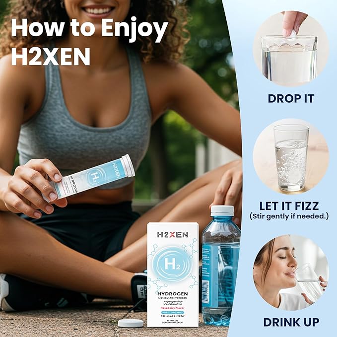 Molecular Hydrogen Tablets with Magnesium - 8 PPM Hydrogen Water Tablets for Drinking Water - Rich in Antioxidants, Supports Healthy Aging, Cellular Energy & Brain Health (60 Counts, Raspberry)