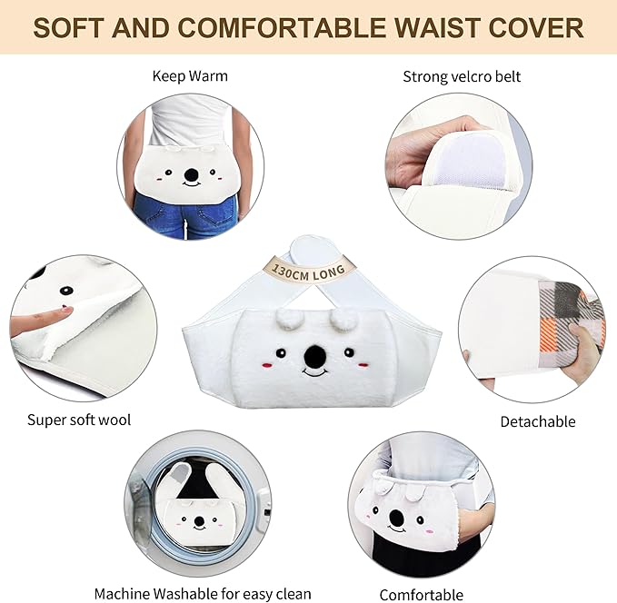 Hot Water Bottle, Rubber Hot Water Bottle Belt with 2 Pack Warm Soft Waist Plush Cover, Hot Water Bag for Pain Relief for Neck, Back, Shoulder and Legs