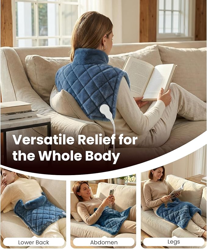 BOB AND BRAD Weighted Heating Pad for Neck and Shoulders, 2.2lb Electric Neck Wrap with Far-Infrared Ceramic Beads for Deep Tissue Pain Relief, 20"x22", FSA Eligible/HSA Eligible, Gift for Mom Women