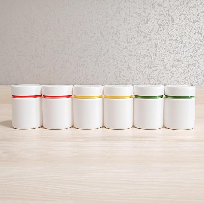 Colorful Empty Plastic Pill Bottle Organizer with Labels Medicine Vitamin Bottle Chemical Containers with Caps,6pcs (100ml)