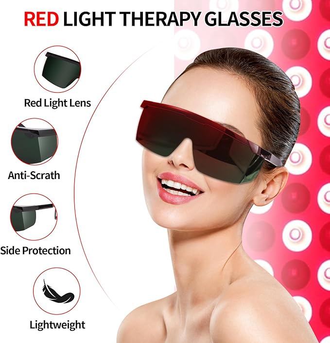 FreeMascot New Red Light Therapy Glasses, 190nm-2000nm IPL Safety Glasses for Red Light Therapy and Laser Hair Removal Treatment Operator Eye Protection
