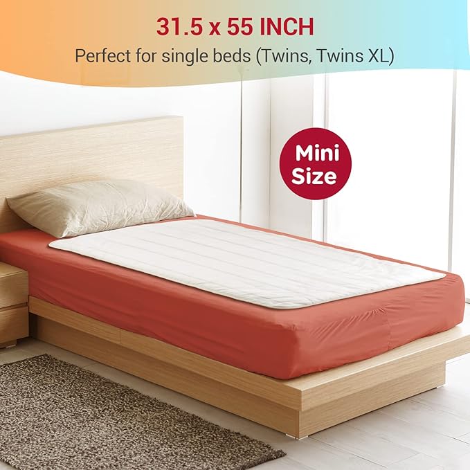 Comfytemp Heated Mattress Pad Mini Twin Size 31" x 55", Single Controller Quilted Electric Mattress Pads with 7- Layer Structure, 3 Heat Settings, 10H Auto-Off, Gifts for Grandma Mom Wife, Washable