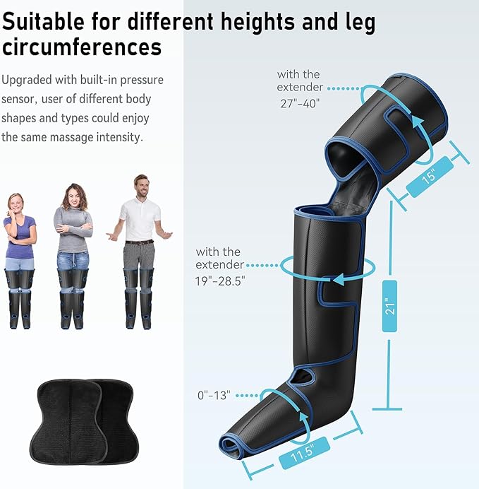 QUINEAR Leg Massager for Circulation and Pain Relief, Full Leg Compression Massager with Heat 2 Extender 3Heat 3Mode 3Intensity Sequential Compression Boots for Cramps Edema Swelling,FSA-HSA Eligible