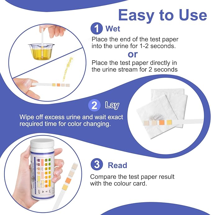4-in-1 UTI Test Strips, Full Panel Urinary Tract Infection Test Kit at Home for Women Men Kids with Urinalysis Leukocytes, Nitrites, PH, Protein Urine Strip for UTI and Bladder, 50ct