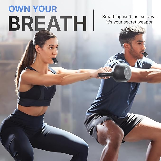 Portable Compact Lung Trainer Exercise Device with High Grade Silicone, Breathing Exercise Device for Lungs, Portable Muscle Trainer, Easy to Clean, Neck Strap Included, (Blue-1)