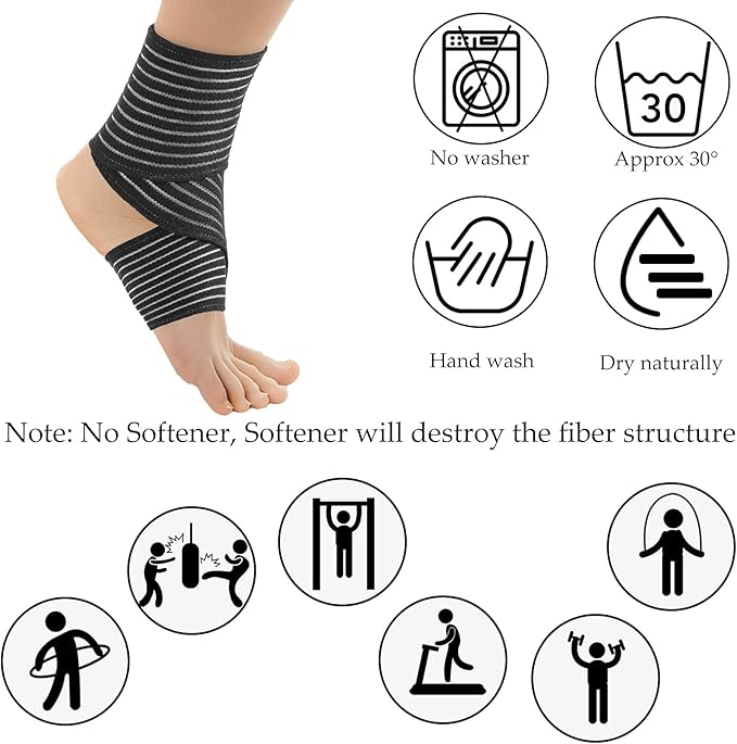 Syhood Compression Bandage Wraps for Leg, Elastic Calf Compression Sleeve Ankle Support, Adjustable Plus Size for Men and Women Stabilising Ligament, Joint Pain, Sports(4 Pieces,28 Inches)