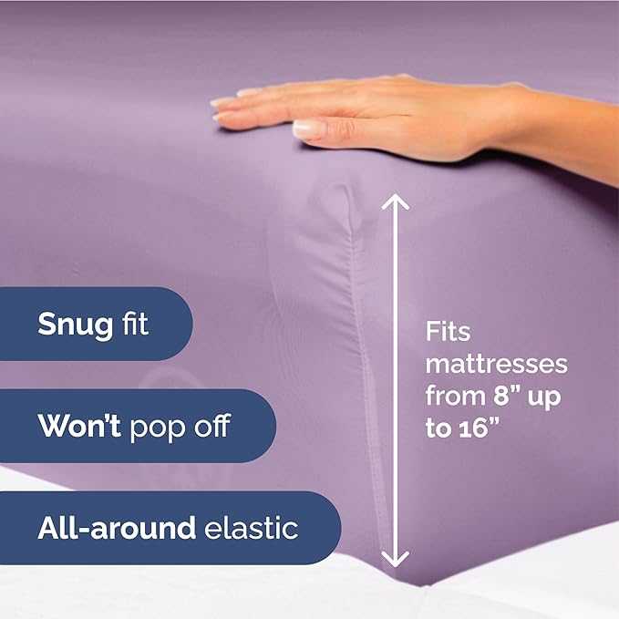 Full Size 4 Piece Sheet Set - Extra Soft, Breathable And Cooling Sheets - Hotel Luxury Durable Bed Sheets for Women & Men - Deep Pockets, Easy-Fit & Wrinkle-Free Sheets - Lilac Oeko-Tex Bed Sheet Set