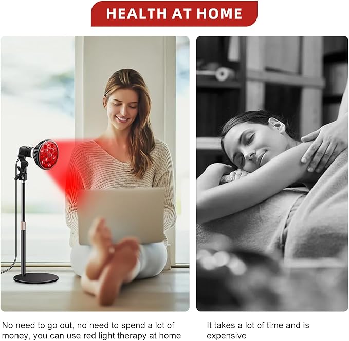 Red Light Therapy Lamp with 16.5 inch Adjustable Stand, 660nm Red Light and 850nm Near Infrared Light Combo for Face and Body Use