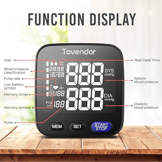Wrist Blood Pressure Monitor, Tovendor Home Automatic Blood Pressure Cuff Wrist with Portable Carrying Case, 2 * 90 Reading Memory Dual Users Mode, 2 AAA Battery Included