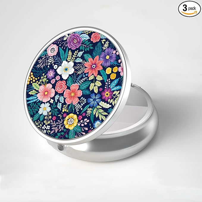 LRITER Pill Case, Portable Travel Pill Box, Pillbox Organizer, Cute Small Medicine Storage Container, Purse Accessories for Women, Men (Pill Case-Flower)