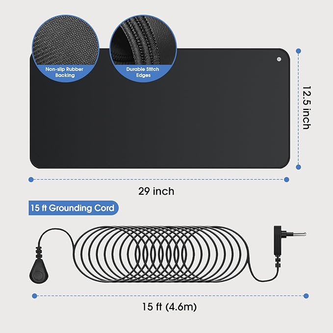 Urvoix Grounding Mat for Feet, 12.5" x 29"(2Pack) Earth Mat Grounding Pad for Sleep, Boost Energy & Wellness, Earth Therapy, Grounding at Home, Office, Work | Includes Conductive Test Pen