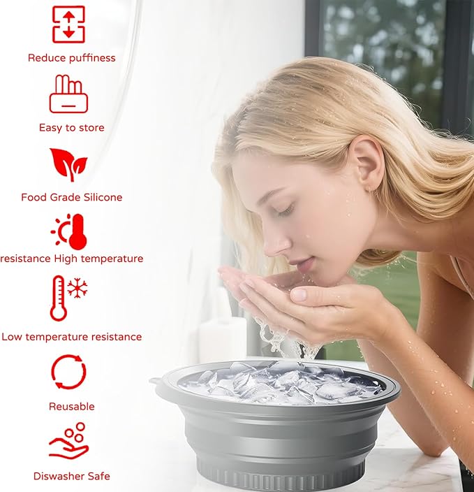 Face Bowl For Ice With Built-In Ice Tray,Ice Face Bowl,Facial Ice Bath,Bath Bow For Cold Plunge Therapy, Skin Tightening & Acne Relief – Black Portable Spa Tool For Home & Travel