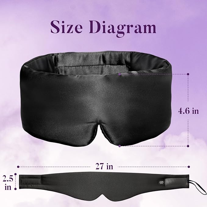 Sleep Mask for Side Sleepers, Blackout Eye Mask with Soft & Breathable Fabric, Comfort-Fit Nose Bridge & Adjustable Strap for Women and Men- Black