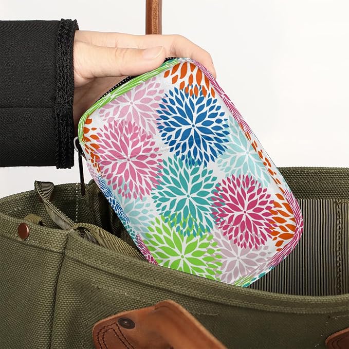 Weekly Travel Pill Organizer Case for Purse with Removable 7 Day Box Portable Compact Size Pill Box Fashionable Pill Container for Medicine Vitamin Supplement Abstract Flower