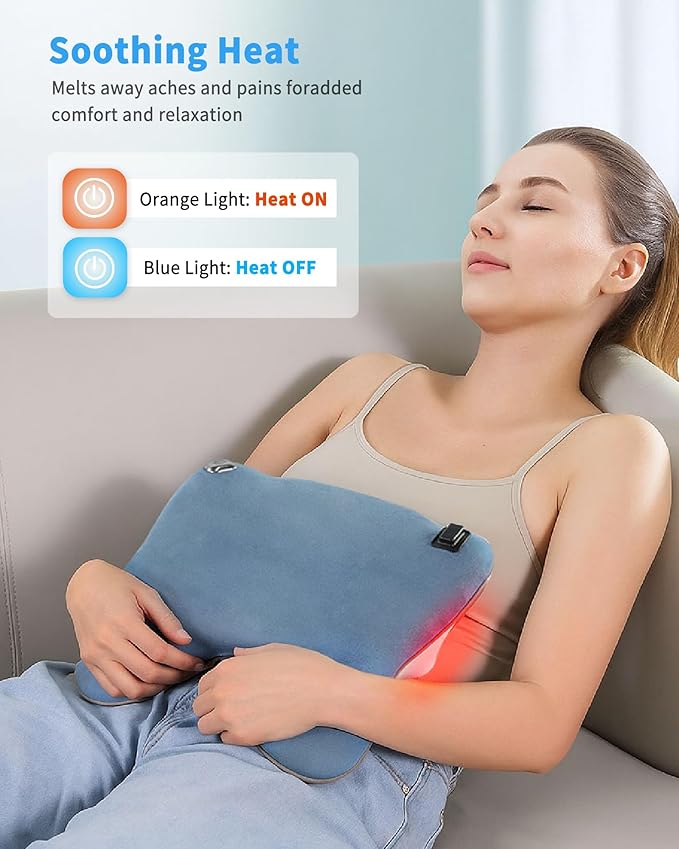 Cordless Back Massager with Heat, Neck Massager for Pain Relief Deep Tissue, Shiatsu Back and Neck Massage Pillow, Full Body Use, Relax at Home Office and car
