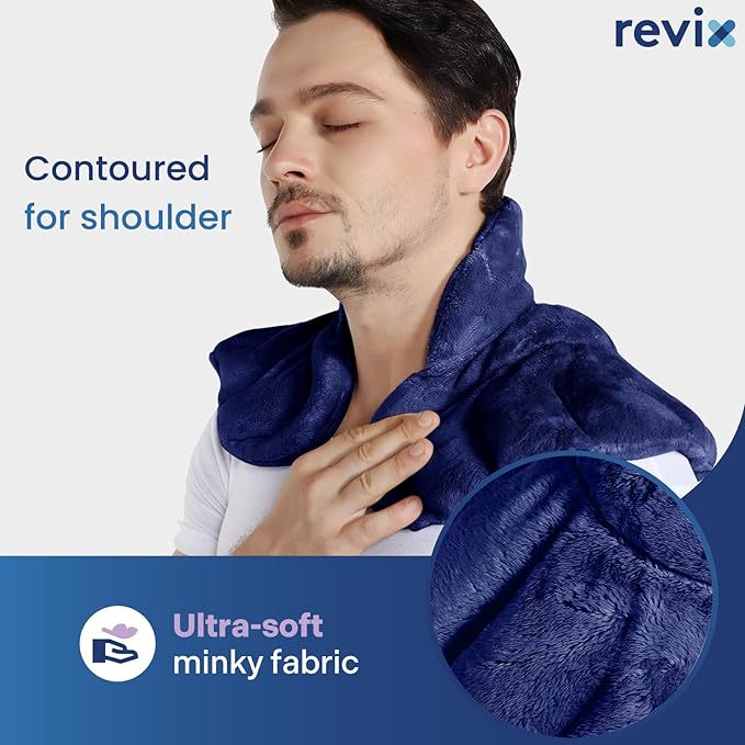 REVIX Neck Warmer Microwavable Heating Pad with Moist Heat, Microwave Heating Pad for Neck Shoulders and Back, Microwavable Heated Wrap, Unscented