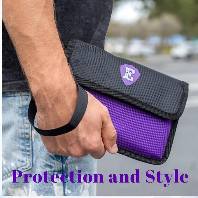 Large Faraday Bags for Phones with Two Pockets, RFID Blocking Sleeves, Signal Blocking Shield, Faraday Key Fob Protector, RFID Faraday Pouch for Key fob w/Removable Handle