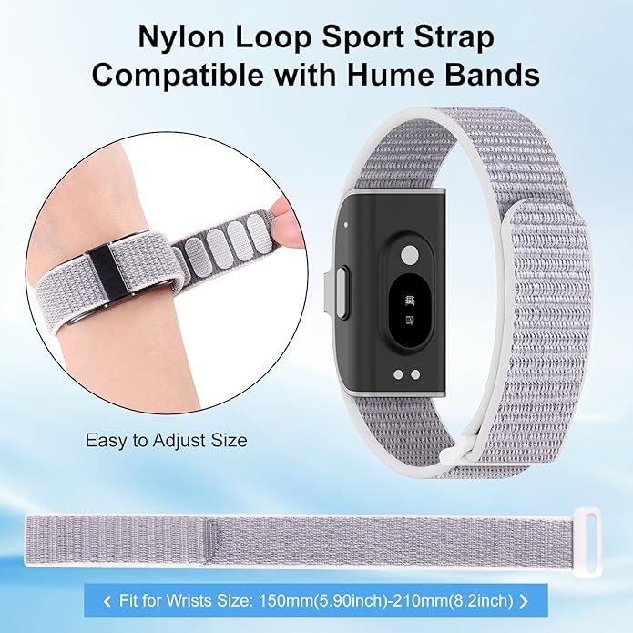 2 Pack Nylon Loop Sport Replacement Strap Compatible with Hume Band,Adjustable Soft Bands for Women Men,Breathable Lightweight Wristband for Fitness Tracker