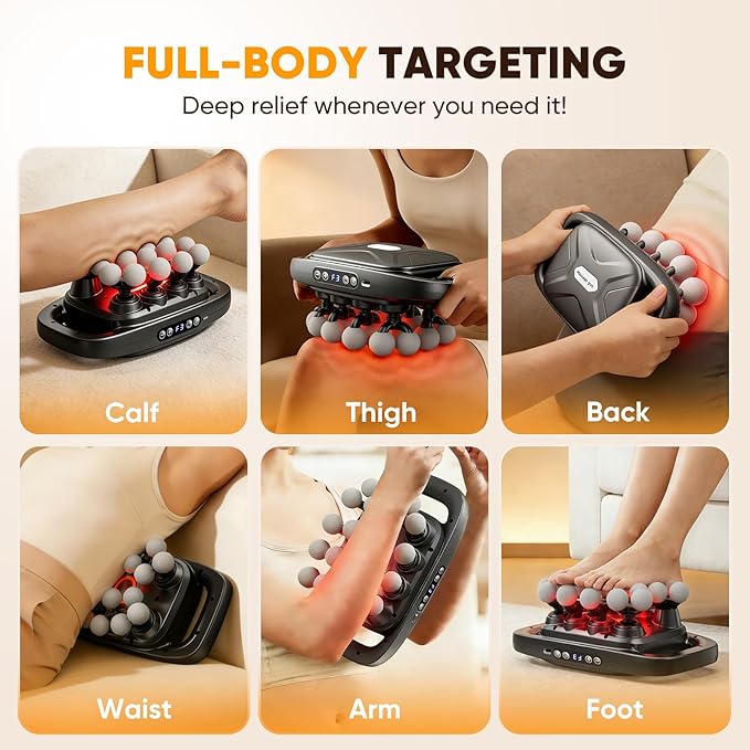20-Head Massage Gun, Deep Tissue Percussion Massager with 30 Speeds & 3 Modes, 110lb Force, Ultra-Quiet 35dB, 2600mAh Battery, Type-C Fast Charging, 6H Use, Full Body Muscle Relaxation