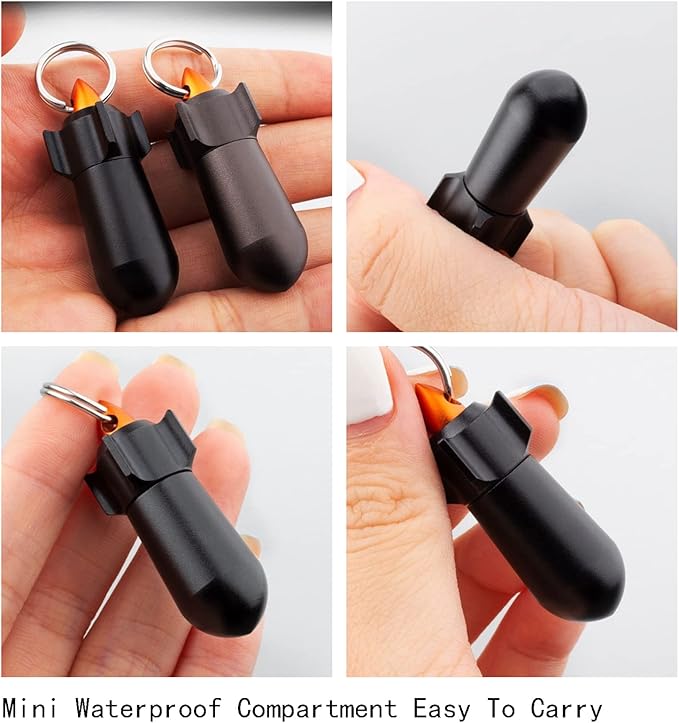 4Pcs Keychain Pill Organizer Waterproof Durable Alloy Container Medicine Box, Portable Pill Holder Case Outdoor Camping Travel