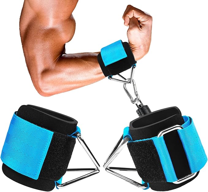 Adjustable Wrist Cuffs for Cable Machine, Neoprene Padded Straps, 2 Pack Comfortable Wrist Strap, Fitness Strength Training Equipment Workouts for Men Women