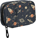Fustylead Hand-Drawn Space Rocket Planet Elements Travel Pill Case Bag with Zipper Weekly Pill Box 8 Compartments 7 Day Personal Pill Case Purse Medicine Case Organizer