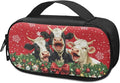 Xmas Cow Pattern Insulin Cooler Travel Case with Handle and Pockets for Insulin Pens and Diabetic Medical Organizer for Diabetes and Other Diabetic Supplies, Red Christmas Decor