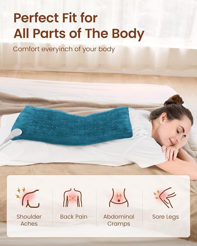 RENPHO Heating Pad for Back/Neck/Shoulder/Knee/Leg Pain Relief, Mothers Day Gifts for Mom Wife, 12x24'' Electric Heating Pad for Period Cramps, FSA Eligible Items Only List, ETL Certified (Blue)