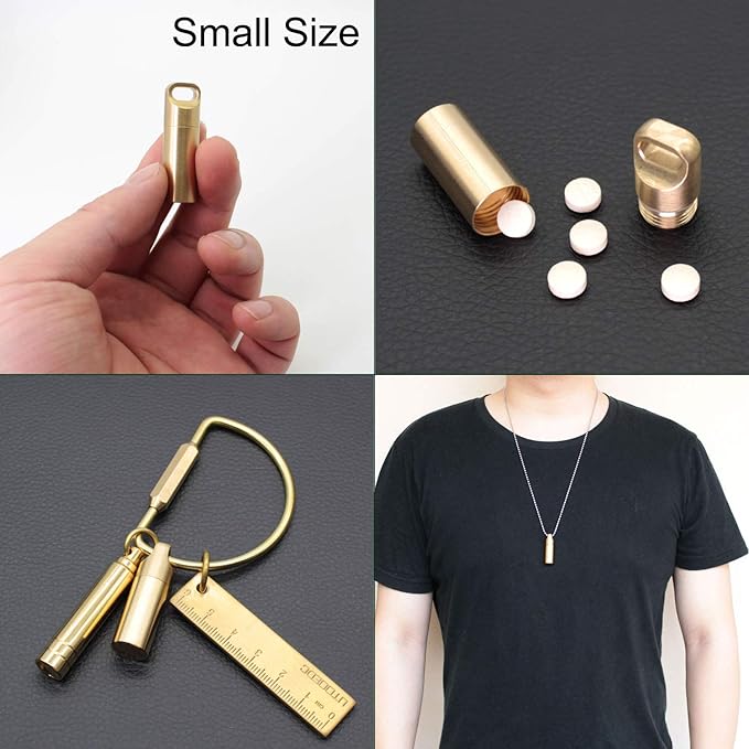PPFISH 3 Air-Tight EDC Accessory Case, Pill Fob Capsule Keychain, Waterproof Match Case Battery Holder, Outdoor Survival Storage Metal Container Dry Box