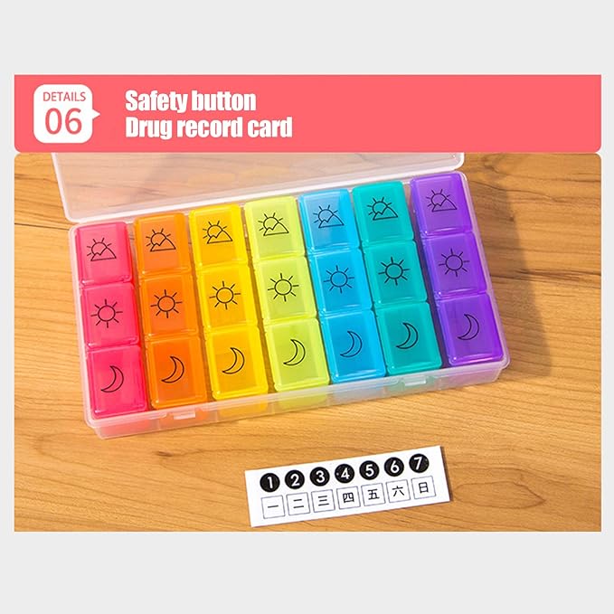 2pcs 21 Slot, Weekly Travel Organizer Portable 3 Times a Day Dispenser Pills Storage Container Case Tablet Box Dispenser Case Planner