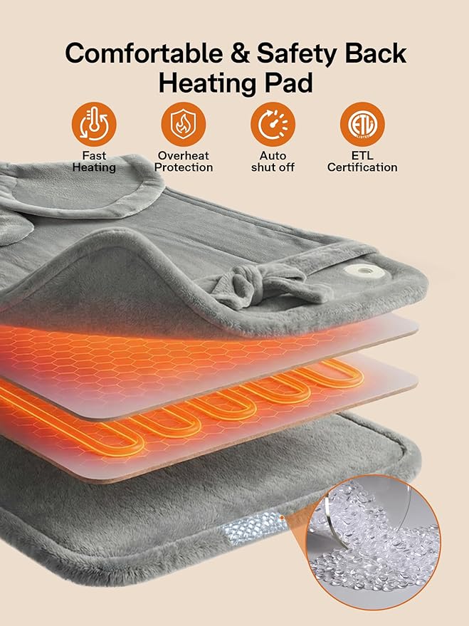 ALLJOY Heating Pad for Back Pain Relief, 24"x33" Weighted Heating Pad for Neck and Shoulders and Back, Gifts for Women Men, Neck Heating Pad Fast-Heating with 6 Settings, Auto Shut-Off