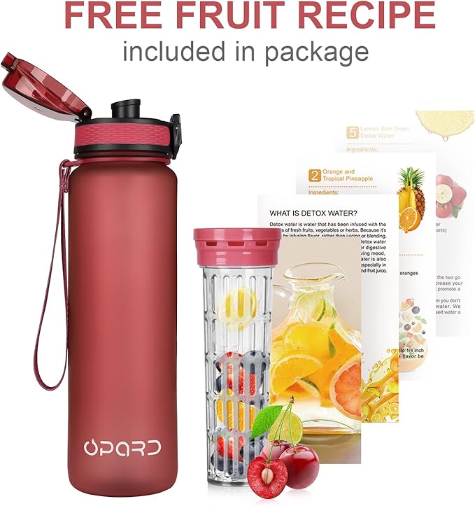 Opard 30oz/32oz Sports Water Bottle with Leak Proof Flip Top Lid BPA Free Tritan Reusable Plastic for Gym and Outdoor, Travel Water Bottle