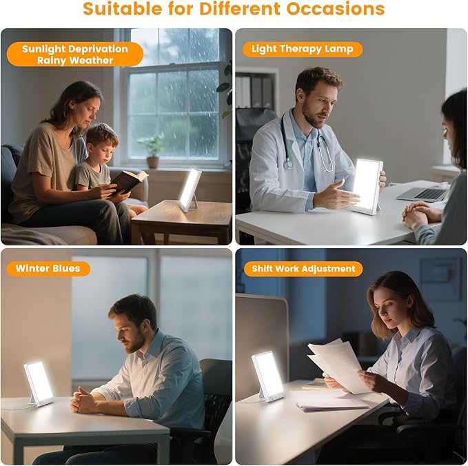 10000 Lux Light Therapy Lamp - Full Spectrum Therapy Light, 3 Color Temperature & Wall Mount Therapy Lamp, Portable Daylight Lamp for Home & Office, Memory Function & Touch Control.