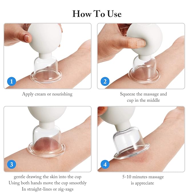 Nuanchu Facial Cupping Cup Glass Face Cup Silicone Cupping Massage Vacuum Suction Mug for Body Face Leg Arm Back Shoulder Muscle and Joint(White,1.5 Inch Diameter)