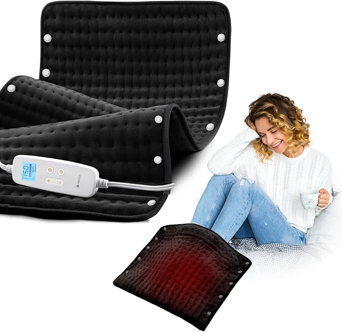 CooCoCo Large Heating Pad for Back Pain Relief, FSA Eligible Foot Warmer with 10ft Cord, Electric Heating Pad for Feet Period Cramps, Machine Washable, 17"x33"