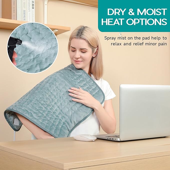 Heating Pad for Period Cramps, Electric Heating Pad for Neck & Shoulders & Back with 6 Heating & 4 Timer Setting, Christmas Gift for Women, Girl, Sister, Her(Gray, 20'' x 24'')