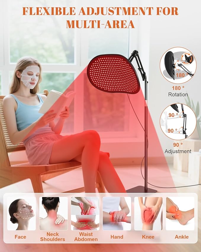 Red Light Therapy for Face Body, 50W 2-in-1 Infrared 432 LEDs Light Therapy with 660nm & 850nm Near Redlight Device Large Panel with Wireless Remote Stand Timer