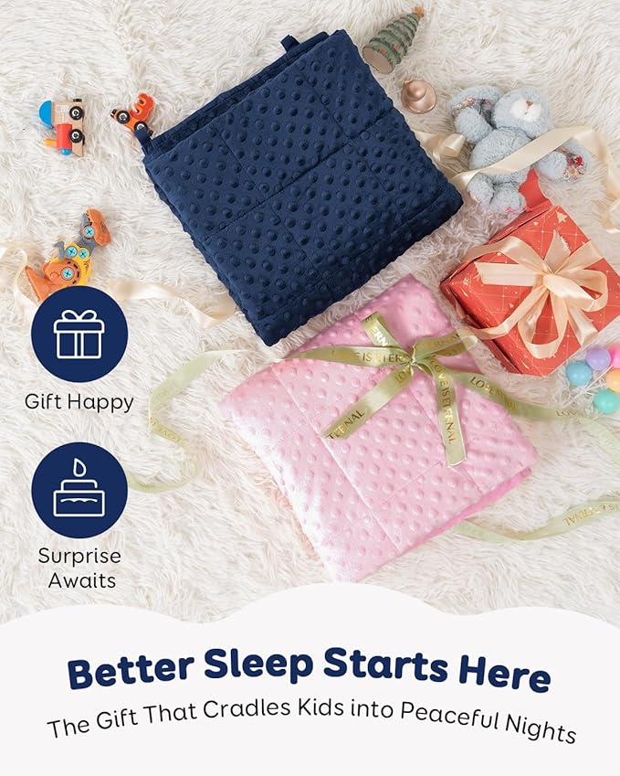 Kivik 3lb Weighted Blanket, Washable Heavy Throw Blankets, 3 Pounds Weight Small Comforter for 5 6 7 8 9 Year Old, Soft Cooling Minky Material, Gifts for Sleep & School Calm, 36 x 48 inches, Navy Blue