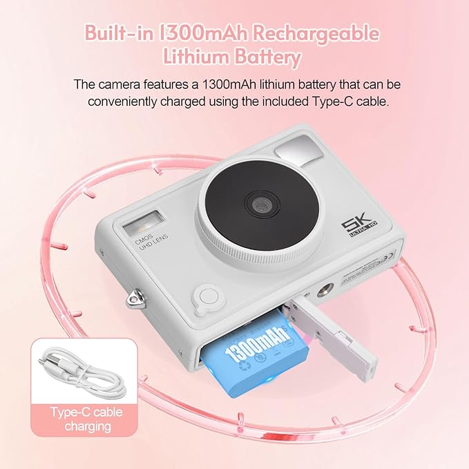 Andoer 5K Digital Camera WiFi Digital Video Camera 72MP Dual Lens 2.8 Inch IPS Screen Auto Focus 18X Digital Zoom LED Flash Color Filters Birthday Festival Gift for Students Teenagers Friends
