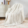Mr. Sandman Weighted Blankets for Adults Queen Size 25lbs, Warm Sherpa Fleece Throw Blanket for Sleep and Calm, Soft Cozy Heavy Bed Blanket with Jacquard Flannel, 80 x 87 Inches, Cream White